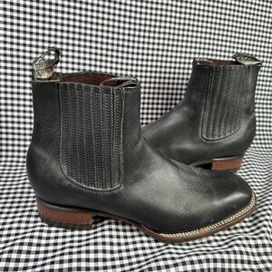 Zebra Black Leather Chelsea Men's Vaquero Cowboy Boots Size MX 29.5 / US 11